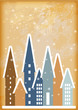 Vector: Cartolina Vintage con Villaggio Cartolina Vintage con Villaggio