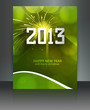 2013 new year celebration green colorful brochure wave card vect