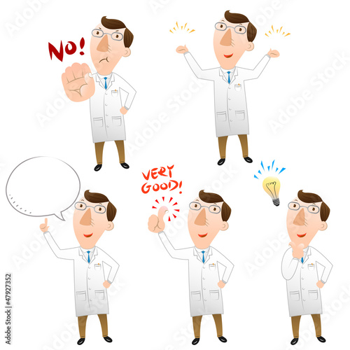Vector: Five pose of doctor Five pose of doctor