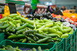 Photo: Bunch of Zucchini on boxes in supermarket Bunch of Zucchini on boxes in supermarket