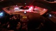 Video: Man drives in car salon on high-speed highway at night Man drives in car salon on high-speed highway at night