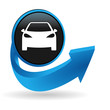 voiture sur bouton flêche bleue