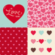 set of wedding valentine heart pattern background