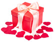 Valentines day card with red hearts and key