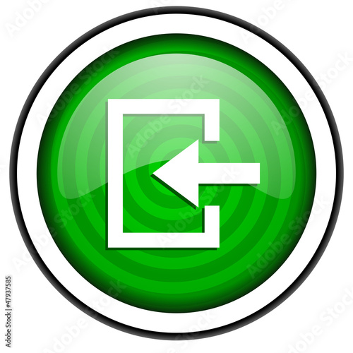 Illustration: enter green glossy icon isolated on white background enter green glossy icon isolated on white background