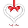 Paper Heart ornament on white background. Valentines day card
