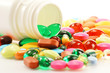Composition with dietary supplement capsules and drug pills