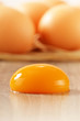 Chicken eggs on kitchen table
