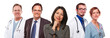 Hispanic Woman with Businessman and Male Doctors or Nurses