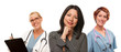 Hispanic Woman with Female Doctors and Nurses