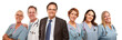 Friendly Male and Female Doctors with Businessman on White