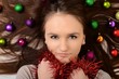 Beautiful woman with christmas decorations