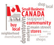 Small Business Canada word cloud, Canadian flag, main street