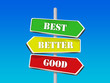 good better best choices - 3 colorful arrow signs
