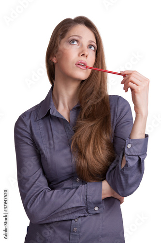 Photo: Pretty girl thinking about something Pretty girl thinking about something