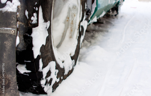 Photo: wheel of truck in snow wheel of truck in snow