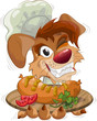 smiling dog the chef with plate