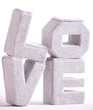 Big letters of love on white