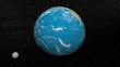 Synchronised rotation of earth and moon- 3D render
