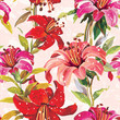 Seamless floral pattern with lilies