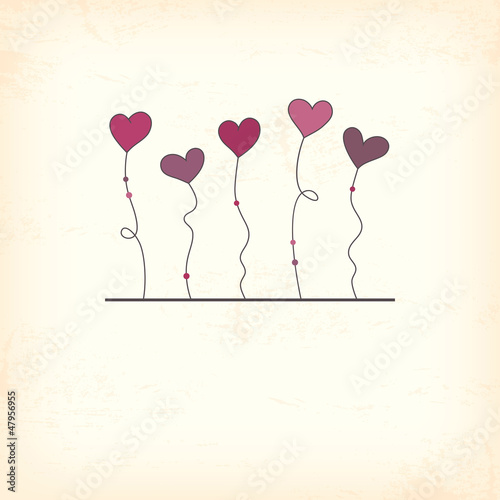 Vector: Vintage valentine card with hearts Vintage valentine card with hearts