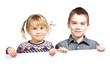 Foto: Children holding banner Children holding banner