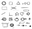 Set  hand drawn shapes, circle, square, star, triangle