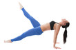 Sexy young yoga woman doing yogic exercise on isolated