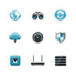Network icons. Azzurro series