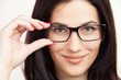 Photo: Eyewear glasses woman closeup portrait. Beautiful Brunette Girl Eyewear glasses woman closeup portrait. Beautiful Brunette Girl