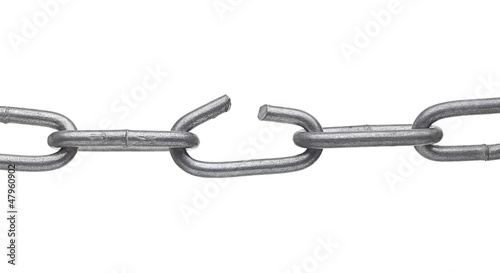 Photo: broken metal chain link broken metal chain link
