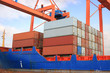 Stacked containers on ship deck