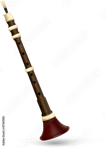 Vector: Breton bombarde - traditional French pipe, musical instrument Breton bombarde - traditional French pipe, musical instrument