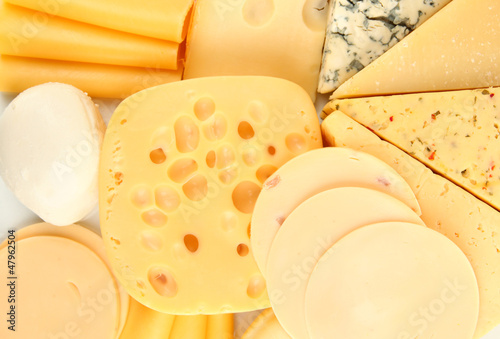 Photo: Various types of cheese close up Various types of cheese close up