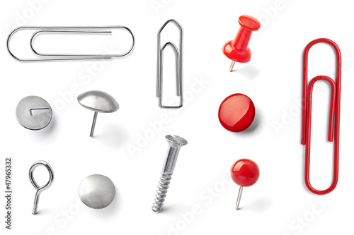 Photo: push pin thumbtack paper clip office business push pin thumbtack paper clip office business