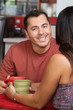 Handsome Man with Lady in Cafe