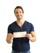 Photo: Smiling, happy young man with check Smiling, happy young man with check