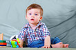 curious little baby toddler playing toys