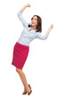 Happy businesswoman clenching fists