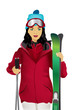 Woman with ski