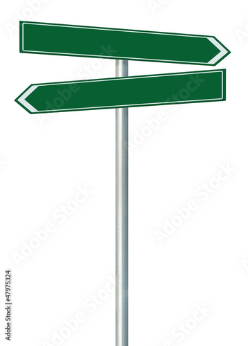 Photo: Right left road route direction pointer this way signs green Right left road route direction pointer this way signs green