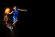 Basketball player with a ball