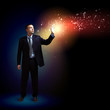 Businessman with light shining