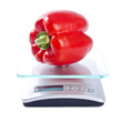 One Red Bell Pepper on an Electronic Kitchen Scale