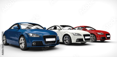 Photo: Blue White Red Cars Blue White Red Cars