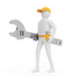 3d Man with Wrench isolated on white background