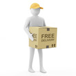 3d Man Delivers the Goods (Free Delivery Concept)