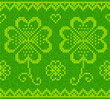 Patrick's day green knitted clovers vector seamless pattern
