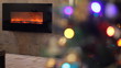 Christmas tree with Colorful  lights and fireplace