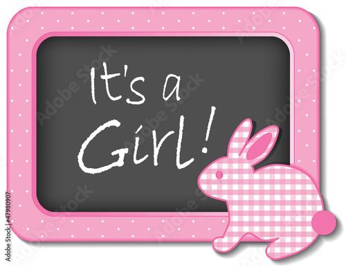Illustration: It's a Girl! Baby Bunny Rabbit Bulletin Board Announcement It's a Girl! Baby Bunny Rabbit Bulletin Board Announcement